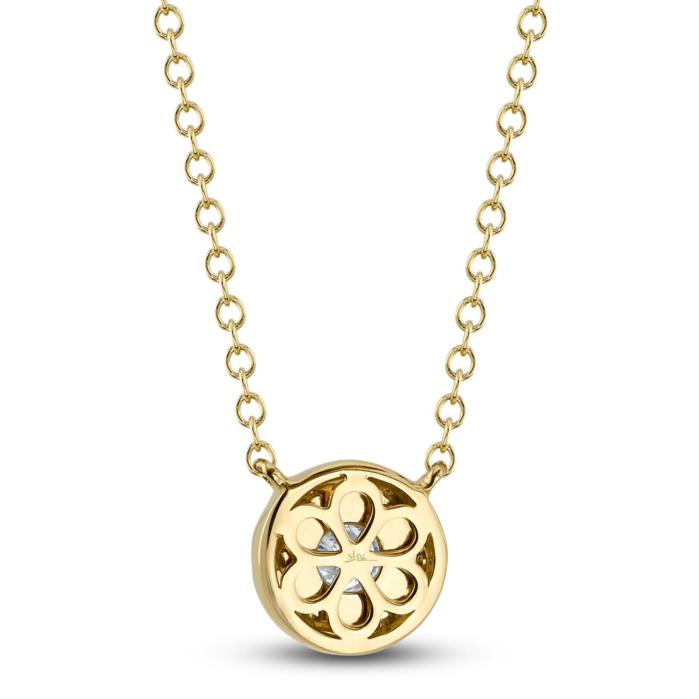Shy Creation Diamond Necklace 1/6 ct tw Round 14K Yellow Gold SC55024122V2 yCin7V9f