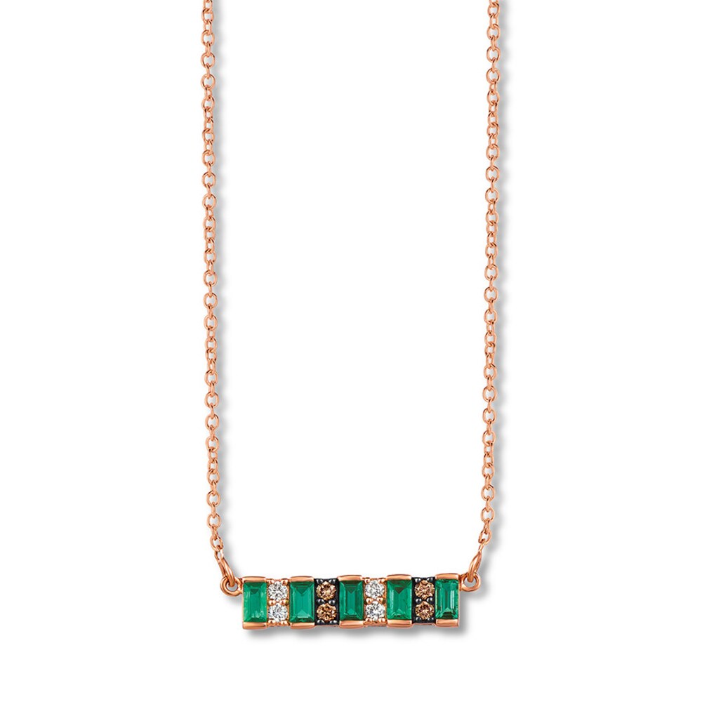 Le Vian Natural Emerald Necklace 1/8 ct tw Diamonds 14K Strawberry Gold yCq1oEiO