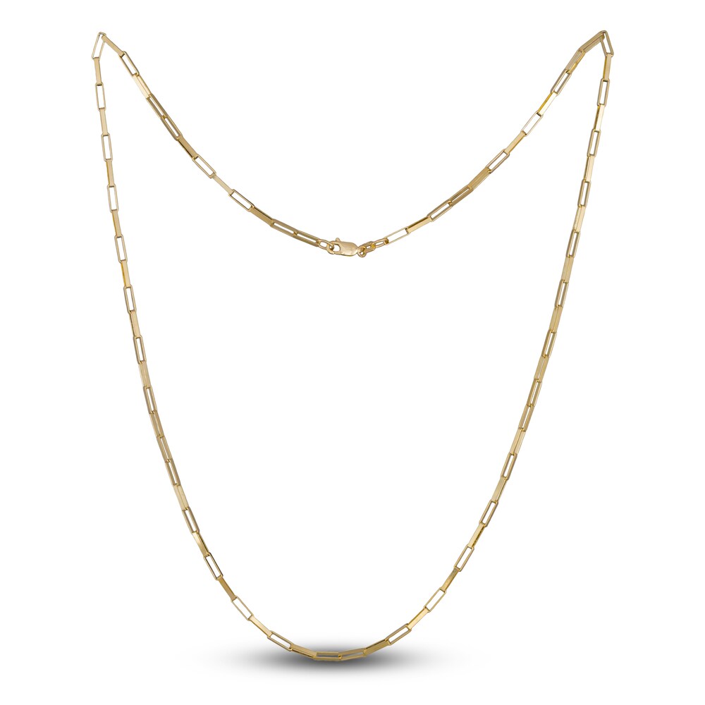 Solid Square Box Chain Necklace 14K Yellow Gold 24\" yQcxxBjx