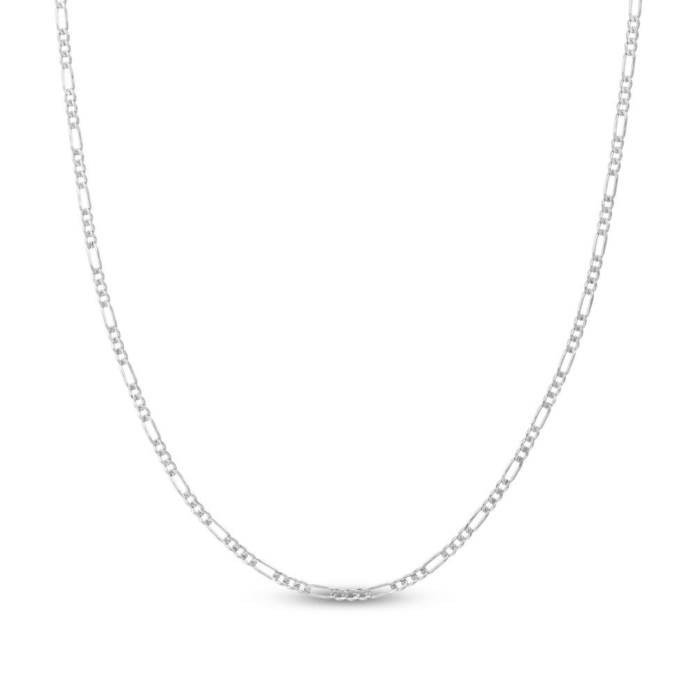 Figaro Chain Necklace 14K White Gold 18\" ySte6mOB