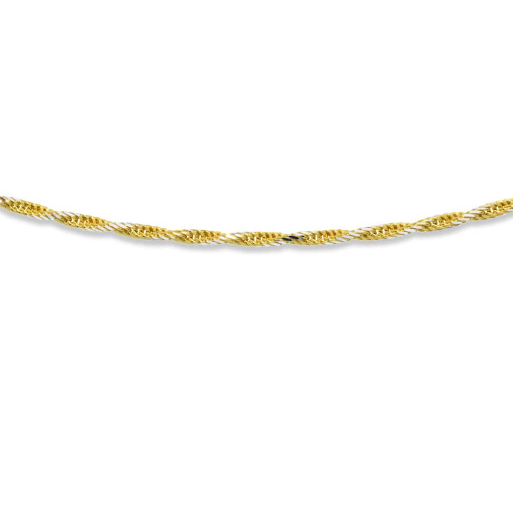 Rope Chain Necklace 10K Two-Tone Gold 18\" Length yVGOflbc