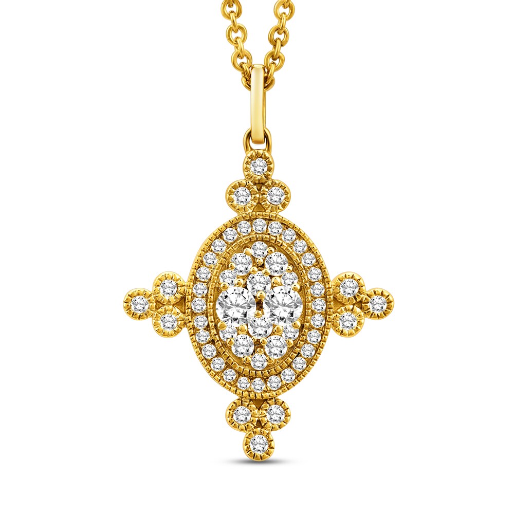 Diamond Pendant Necklace 3/4 ct tw Round 14K Yellow Gold yWlkDJtB [yWlkDJtB]