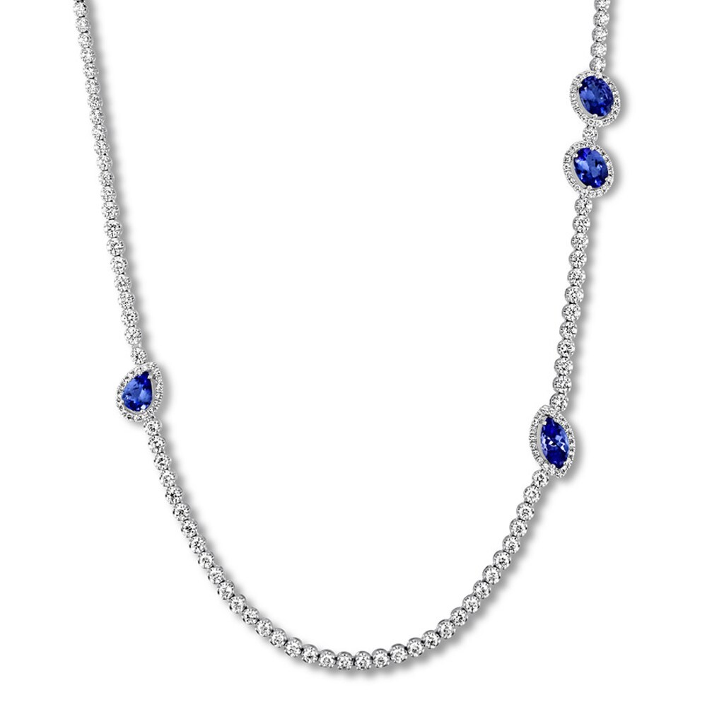 Tanzanite Necklace 8-1/10 ct tw Diamonds 18K White Gold yYcAUSAi