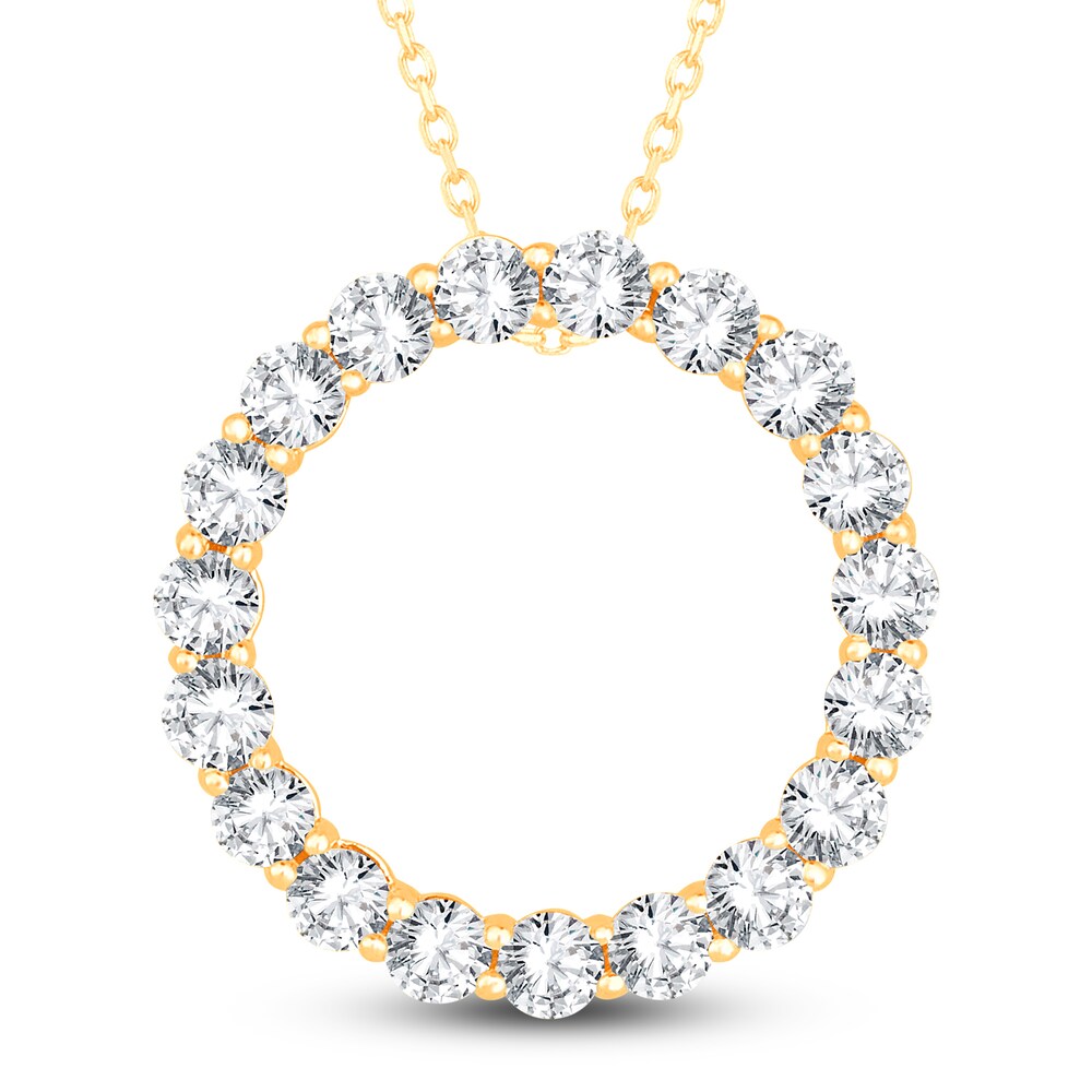 Diamond Circle Pendant Necklace 2 ct tw Round 14K Yellow Gold 18" yZqmnCfc