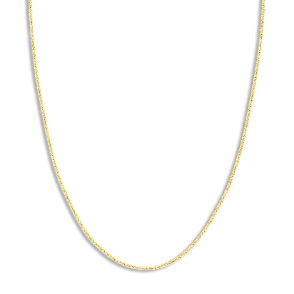 Round Box Chain Necklace 14K Yellow Gold 18" yb6iksSJ
