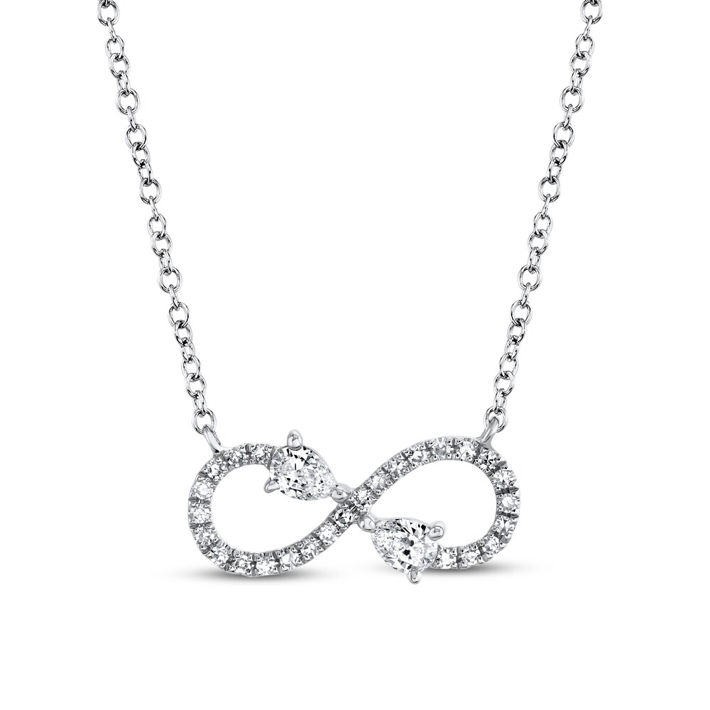 Shy Creation Infinity Necklace 1/5 ct tw Pear-shaped/Round Diamonds 14K White Gold SC55019575 ybn8bgT9