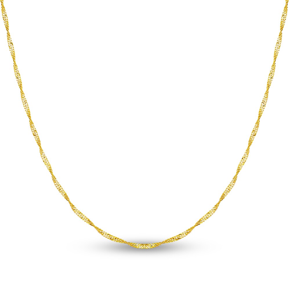 Singapore Chain Necklace 14K Yellow Gold 24\" ydBoENJ6