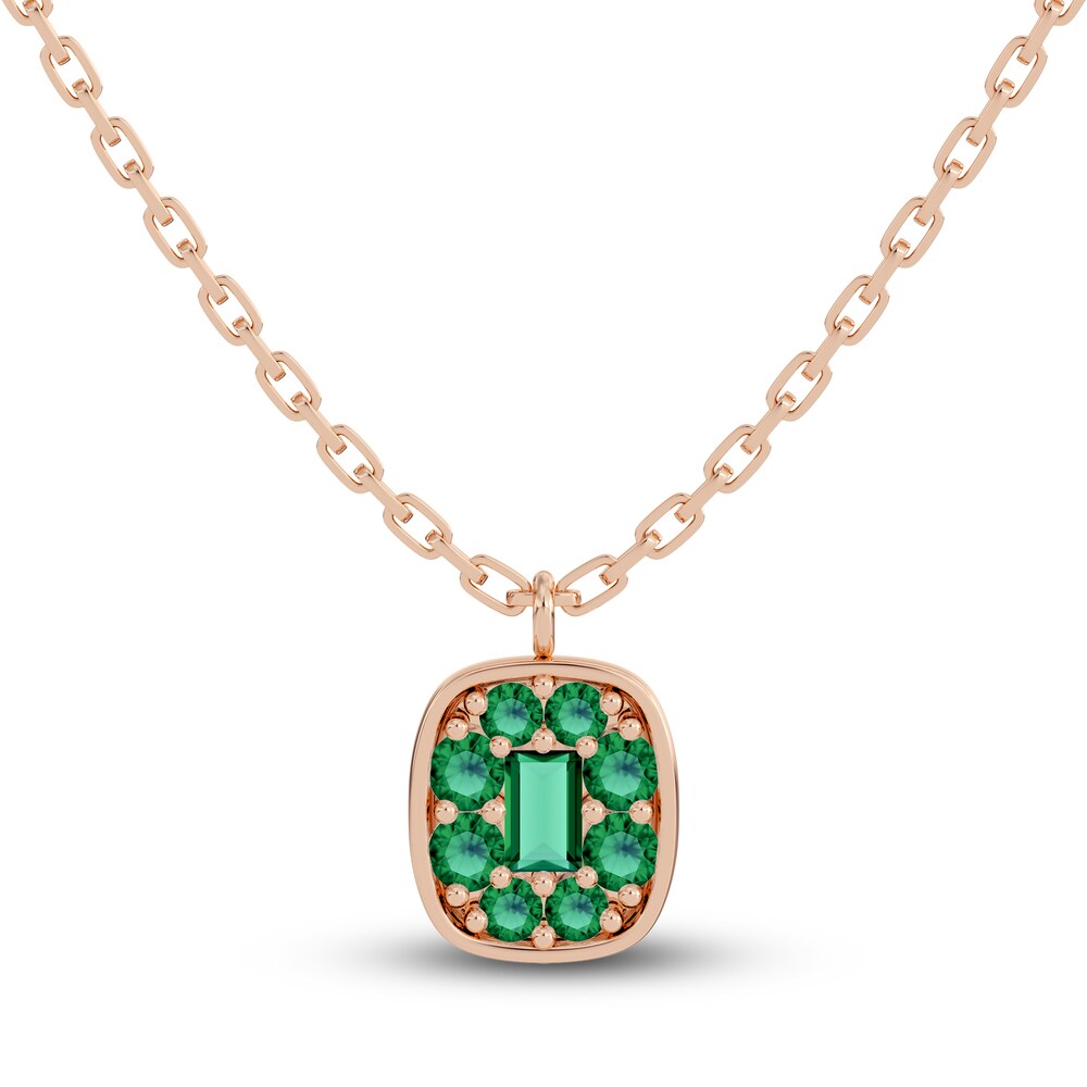 Juliette Maison Natural Emerald Pendant Necklace 10K Rose Gold yfxfM5r9