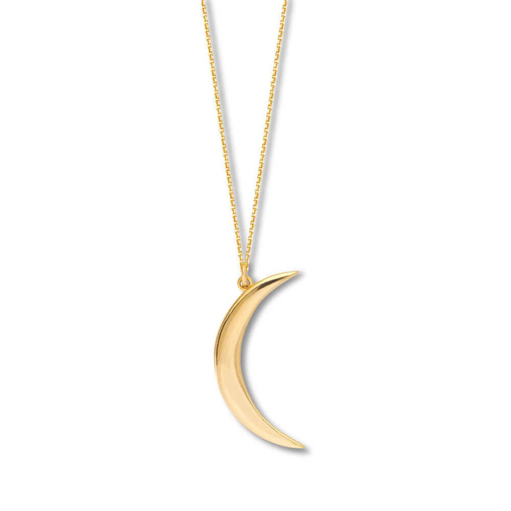 Crescent Moon Necklace 14K Yellow Gold 16-18" Adjustable yj9KHPgS