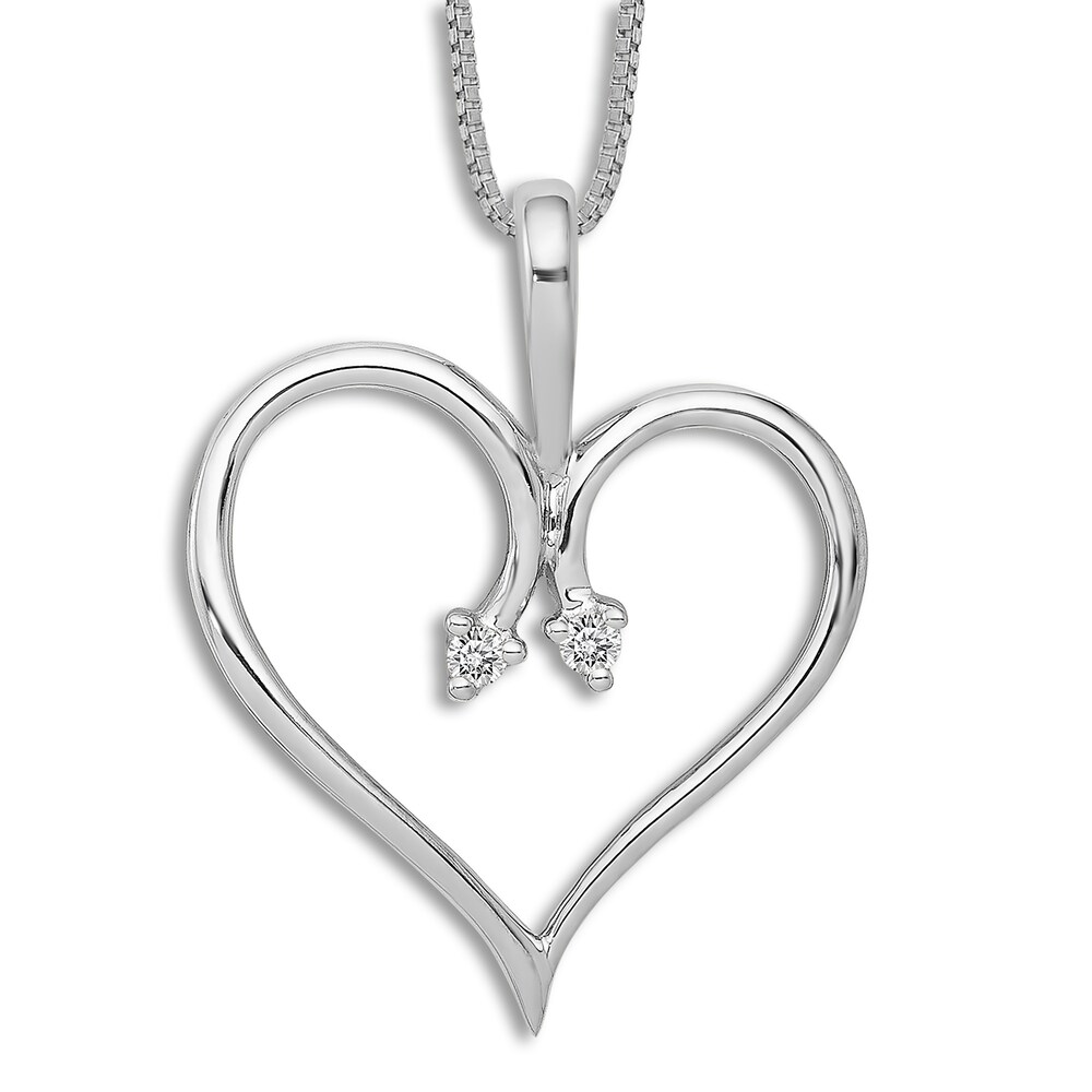 Heart Pendant Necklace Diamond Accents 14K White Gold 18\" yjq07FkK