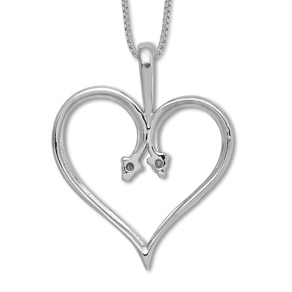 Heart Pendant Necklace Diamond Accents 14K White Gold 18\" yjq07FkK