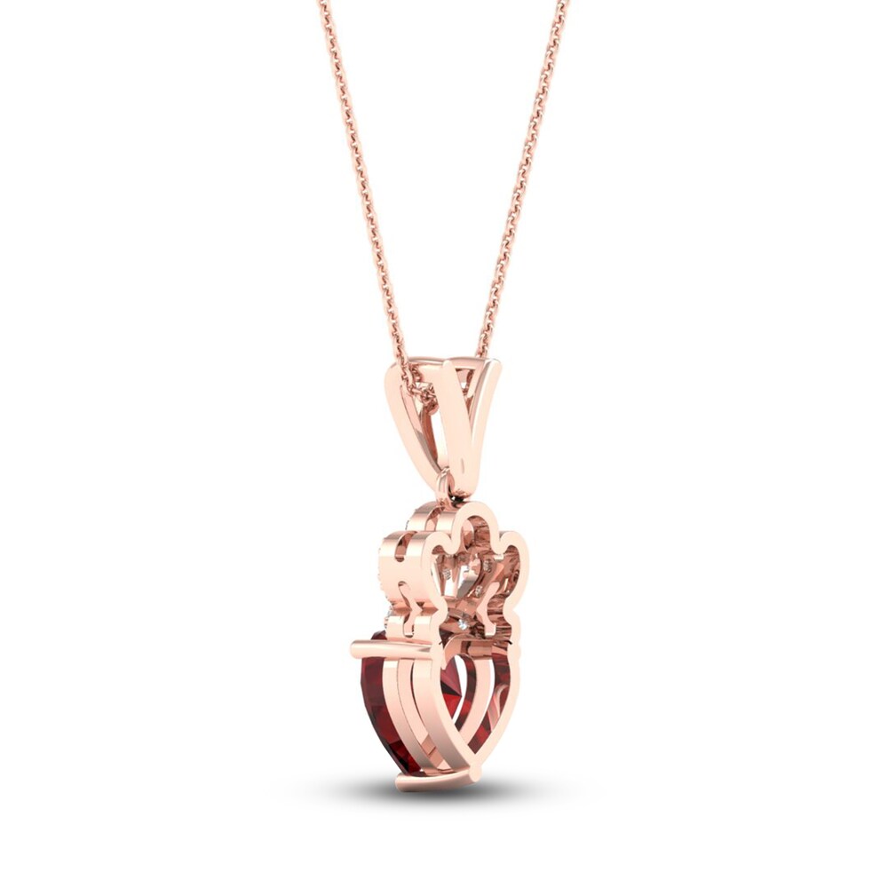 Natural Garnet Heart Necklace 1/20 ct tw Diamonds 10K Rose Gold 18\" yjzMebYi