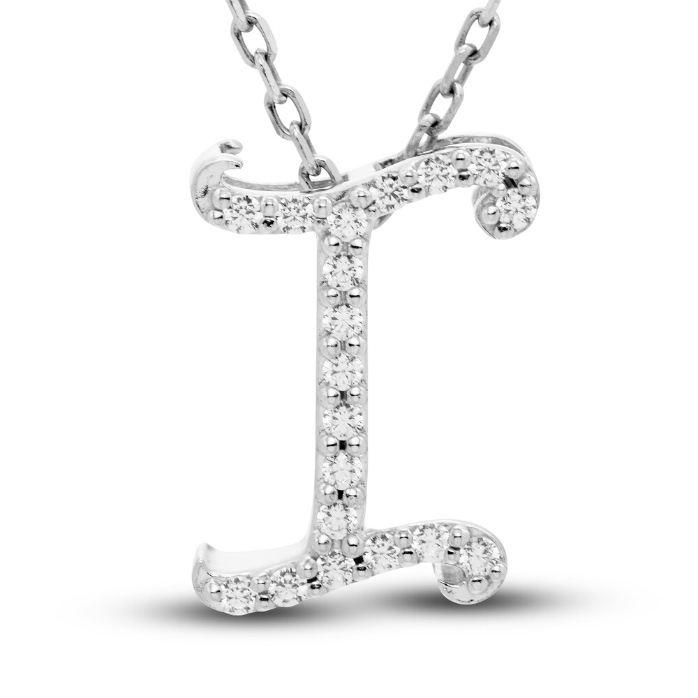 Diamond Letter I Pendant Necklace 1/10 ct tw Round 10K White Gold ynRj1PhR