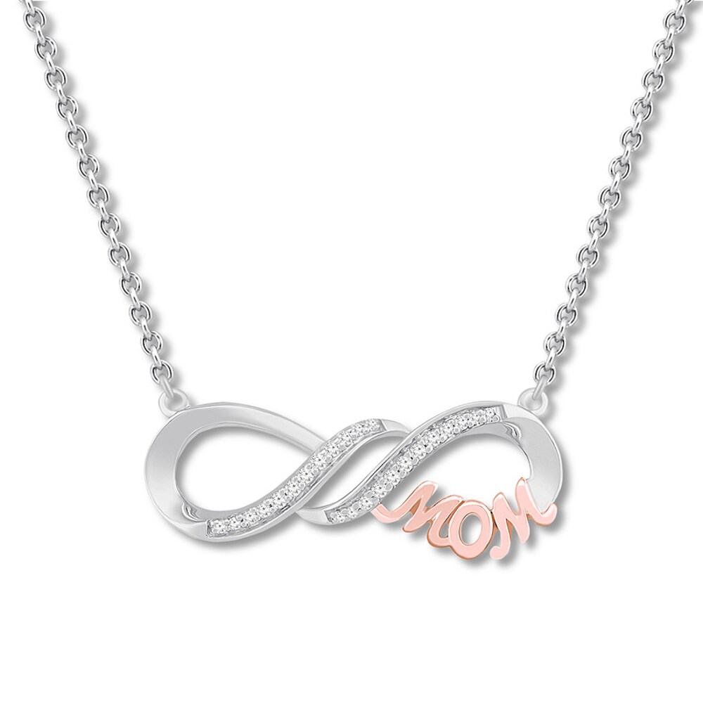 Diamond Mom Infinity Necklace 1/15 ct tw St. Silver/10K Gold yoVGsUej