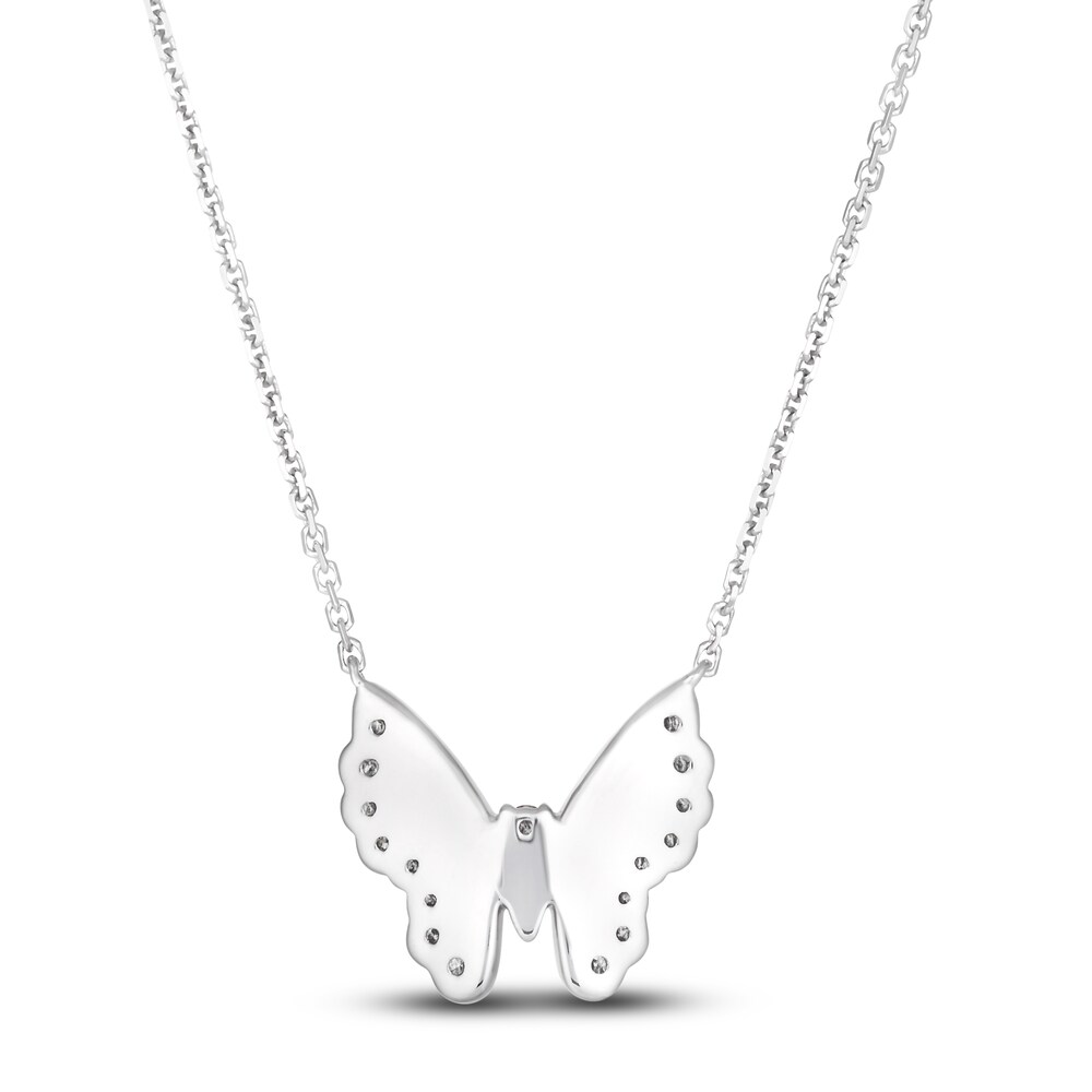 Le Vian Diamond Butterfly Pendant Necklace 1/4 ct tw Round Blue/Turquoise Enamel 14K Vanilla Gold 19\" yorRa0pg