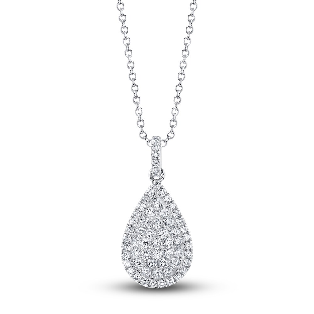 Shy Creation Diamond Teardrop Necklace 1 ct tw Pear 14K White Gold 18" SC55023620 yu7HJ02V