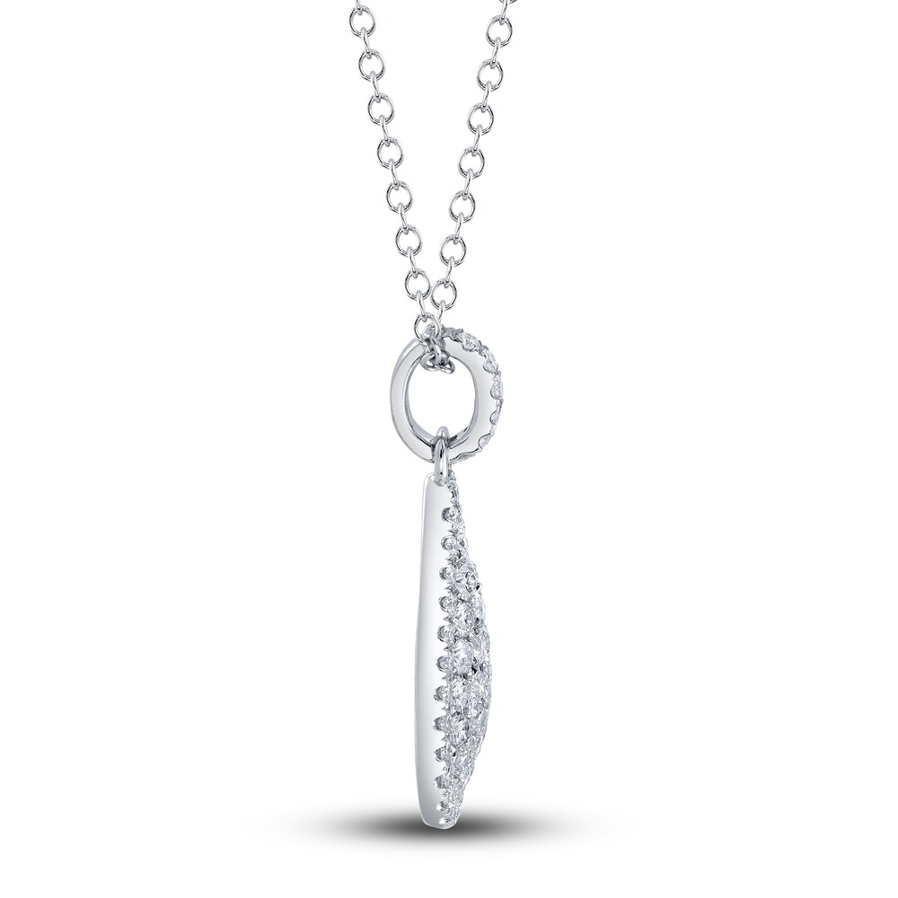 Shy Creation Diamond Teardrop Necklace 1 ct tw Pear 14K White Gold 18\" SC55023620 yu7HJ02V