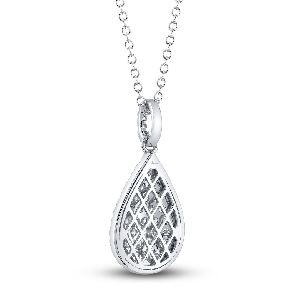 Shy Creation Diamond Teardrop Necklace 1 ct tw Pear 14K White Gold 18\" SC55023620 yu7HJ02V