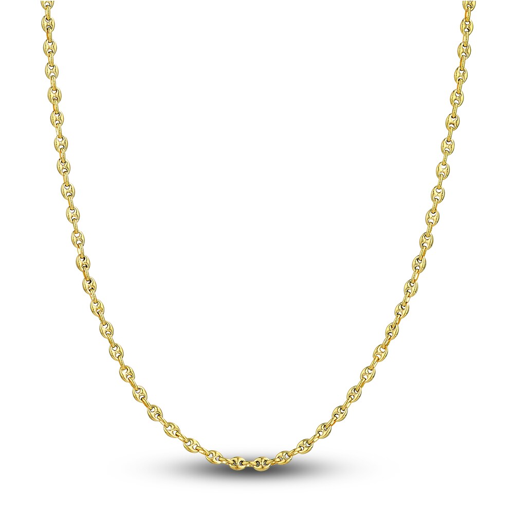 Puffy Mariner Link Necklace 14K Yellow Gold 20" yvNQ8OTv