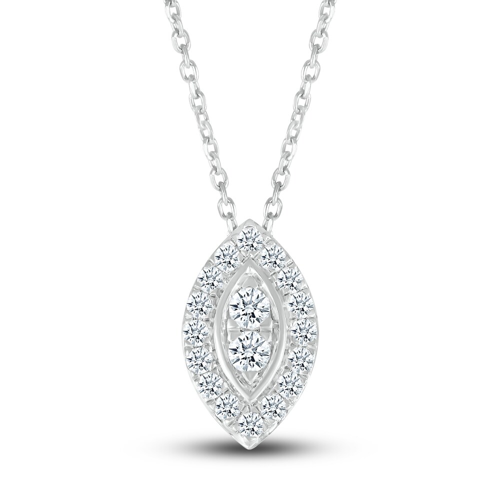 Diamond Pendant Necklace 3/8 ct tw Round 10K White Gold 18" z7BGTarZ