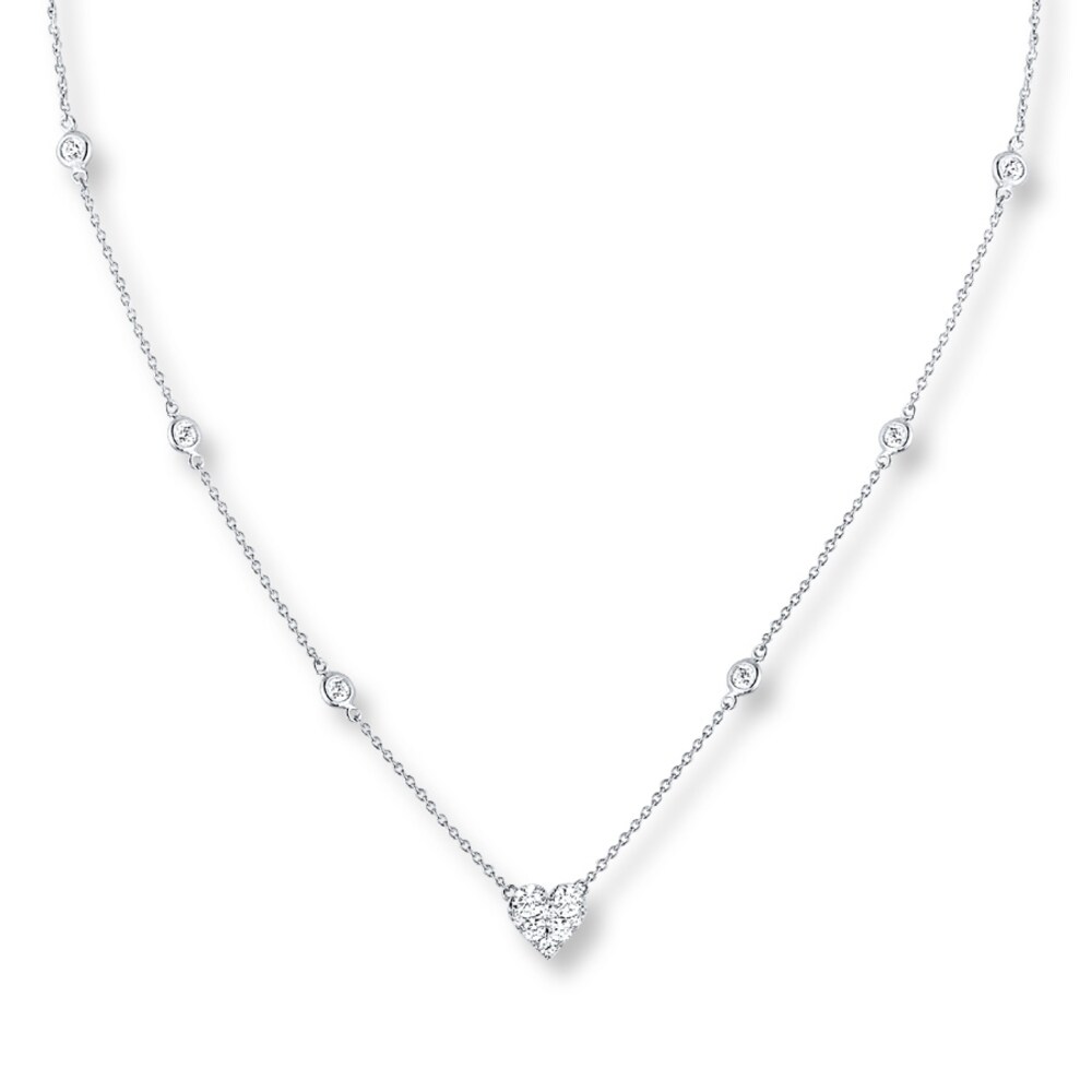 Heart Necklace 1-1/4 ct tw Diamonds 14K White Gold zCpyNXRC