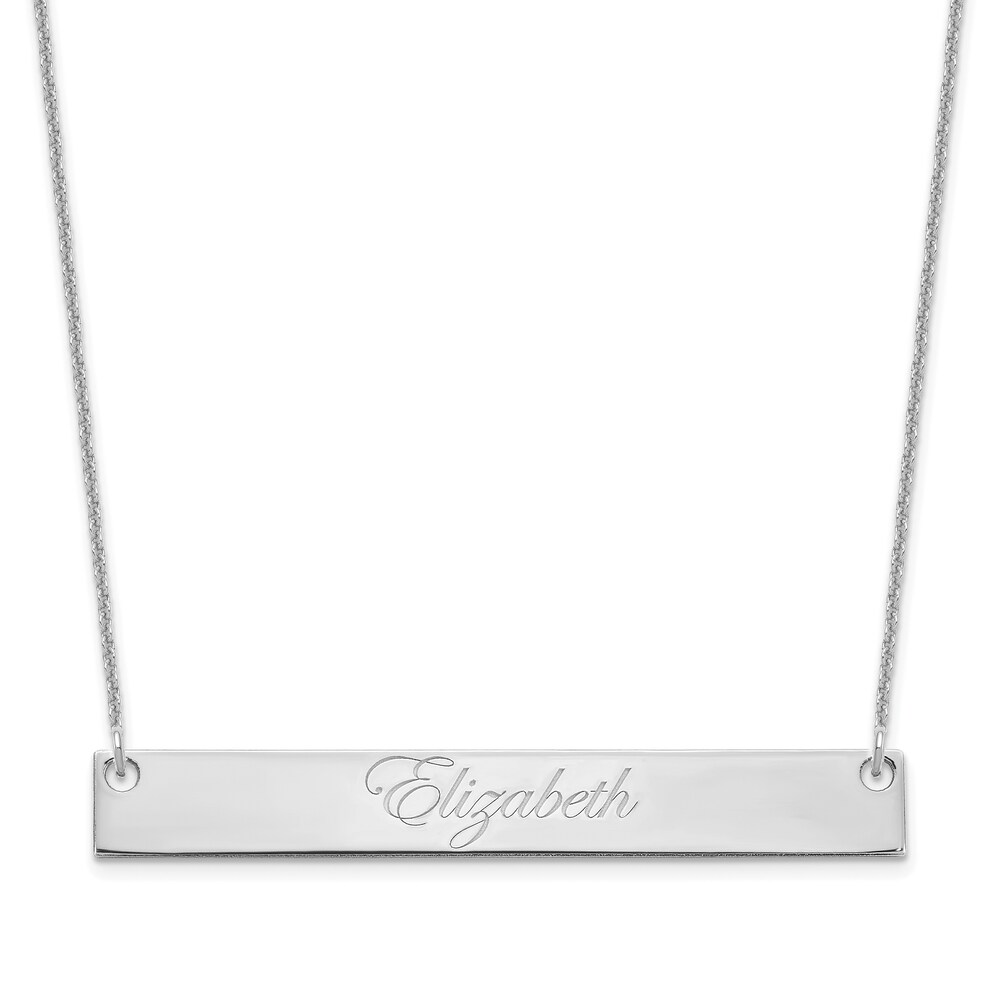 Large Script Bar Necklace 14K White Gold zIr5Srct