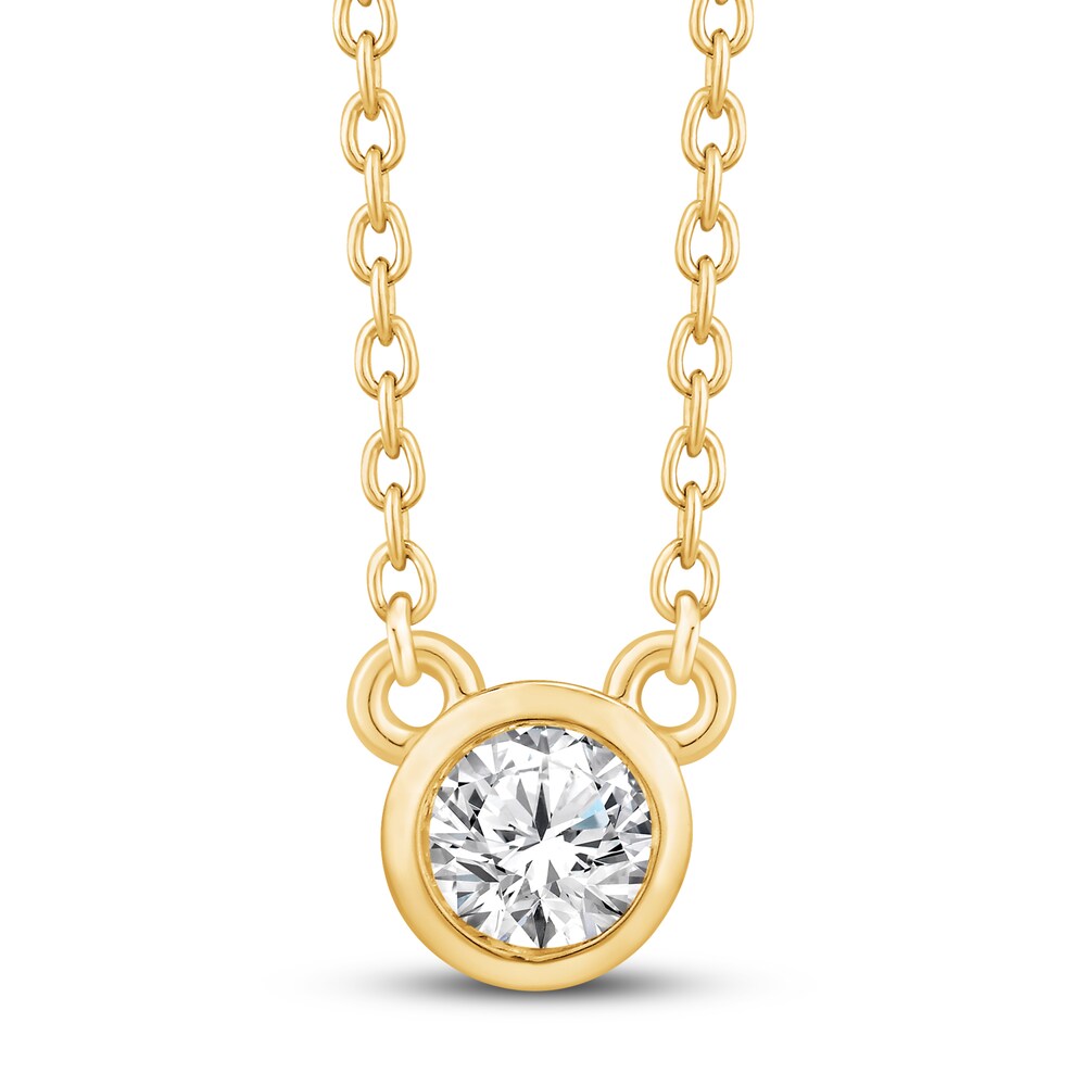 Diamond Solitaire Necklace 1/4 ct tw Round 14K Yellow Gold (I2/I) zOme2CCb