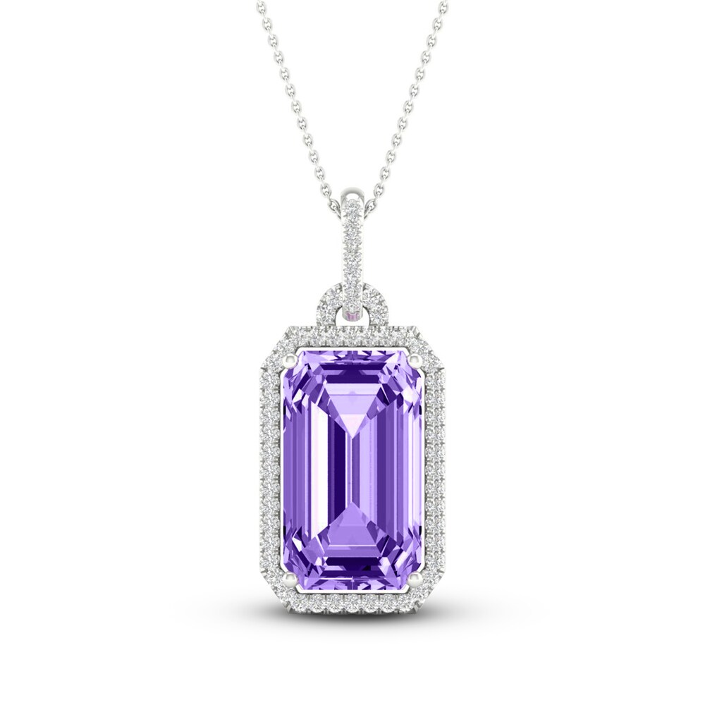 Natural Amethyst Necklace 1/6 ct tw Diamonds 10K White Gold zScy8Kxl