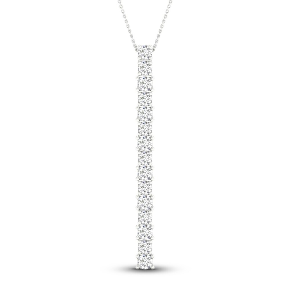 Lab-Created Diamond Necklace 2 ct tw Round 14K White Gold zTS55kIy