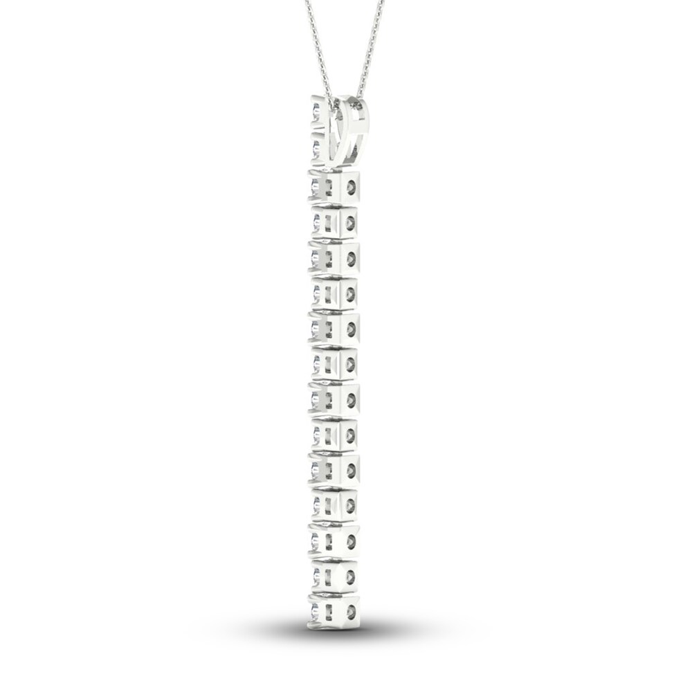 Lab-Created Diamond Necklace 2 ct tw Round 14K White Gold zTS55kIy