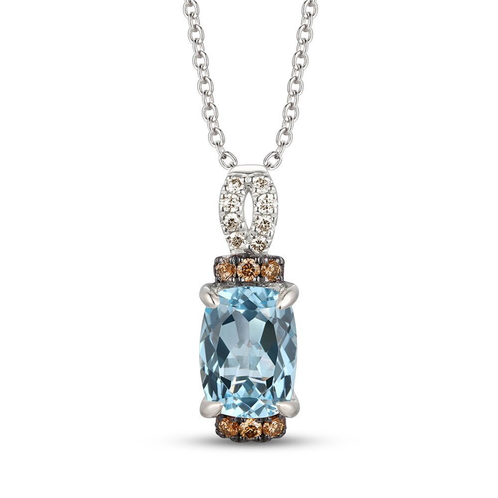 Le Vian Natural Aquamarine Necklace 1/6 ct tw Diamonds 14K Vanilla Gold zUbPINJG