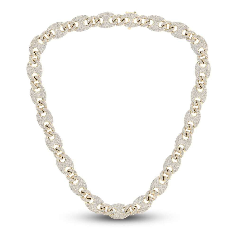 Men's Lab-Created Diamond Chain Necklace 33 ct tw Round 14K Yellow Gold zVZgyJuw