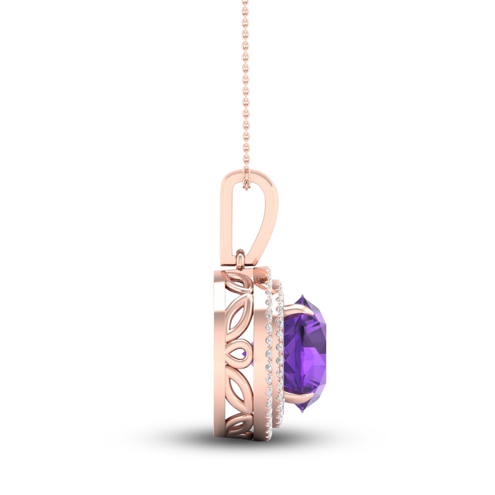 Natural Amethyst Necklace 1/5 ct tw Diamonds 10K Rose Gold zaUOHeNV