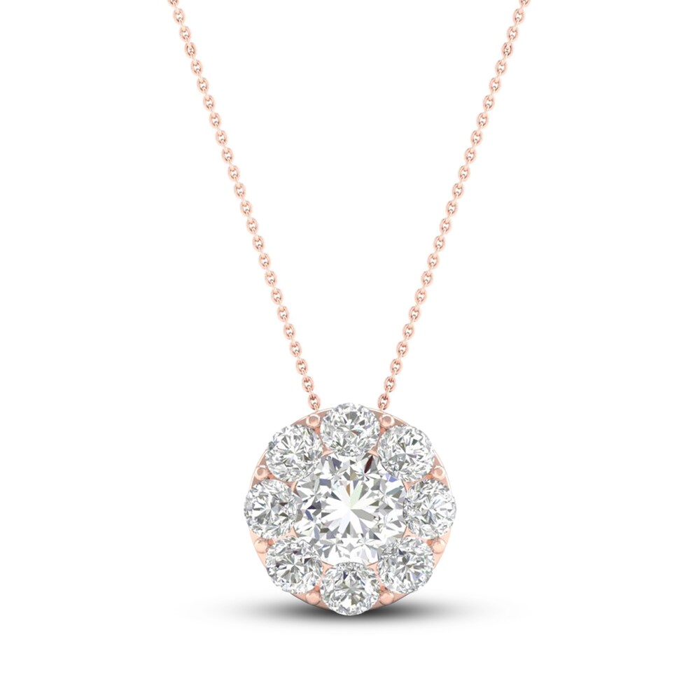 Diamond Pendant Necklace 1/6 ct tw Round 10K Rose Gold zf48CLWU