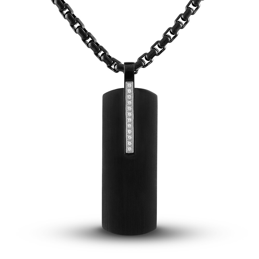 Black Diamond Necklace 1/20 ct tw Black Ion-Plated Stainless Steel zlLFax85