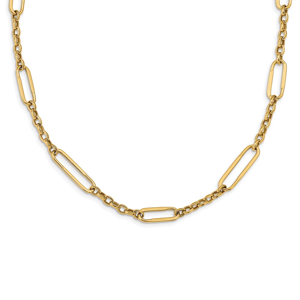 Polished Fancy Link Necklace 14K Yellow Gold 30\" zqW5bDR9