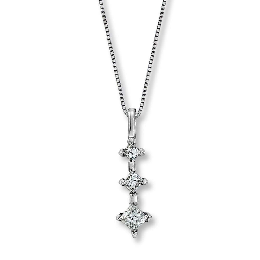 Diamond Necklace 1/3 ct tw Princess-cut 14K White Gold zvAV2t3y