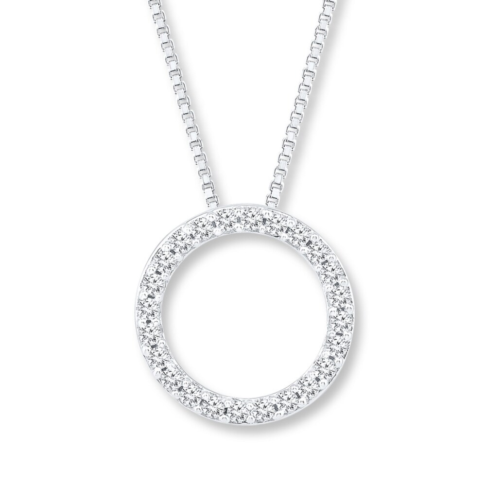 Diamond Circle Necklace 1 ct tw Round-cut 14K White Gold zyYcJf55