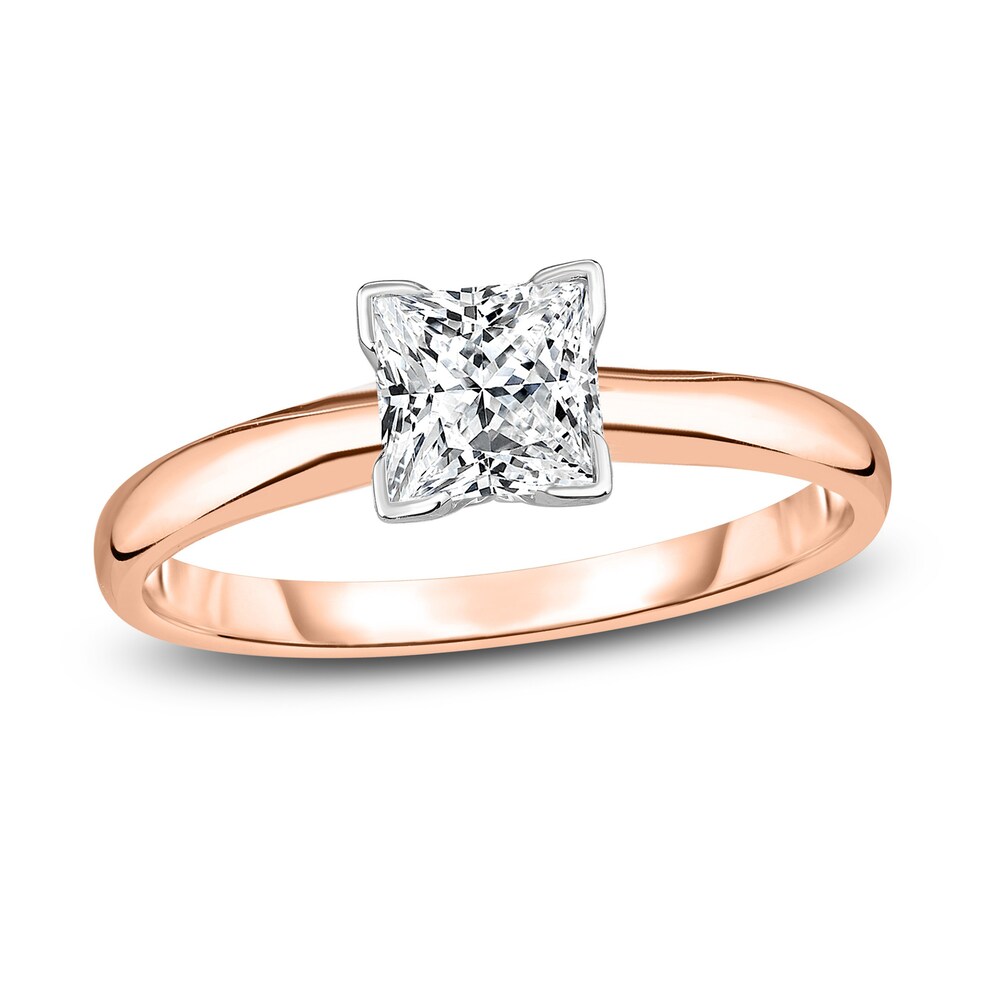 Diamond Solitaire Engagement Ring 1/2 ct tw Princess 14K Rose Gold (I2/I) 01FyPKt0