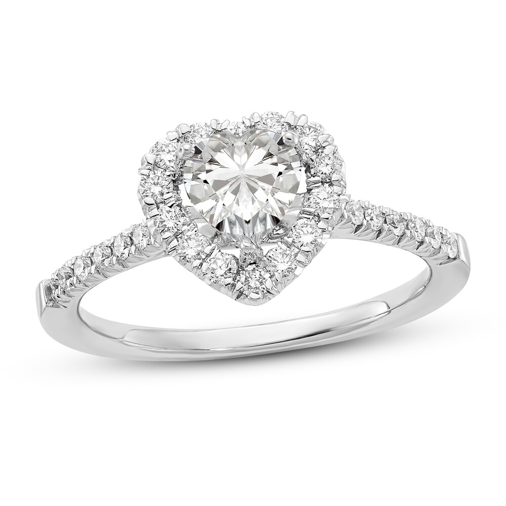Diamond Halo Engagement Ring 1 ct tw Heart/Round 14K White Gold 08CIL06h