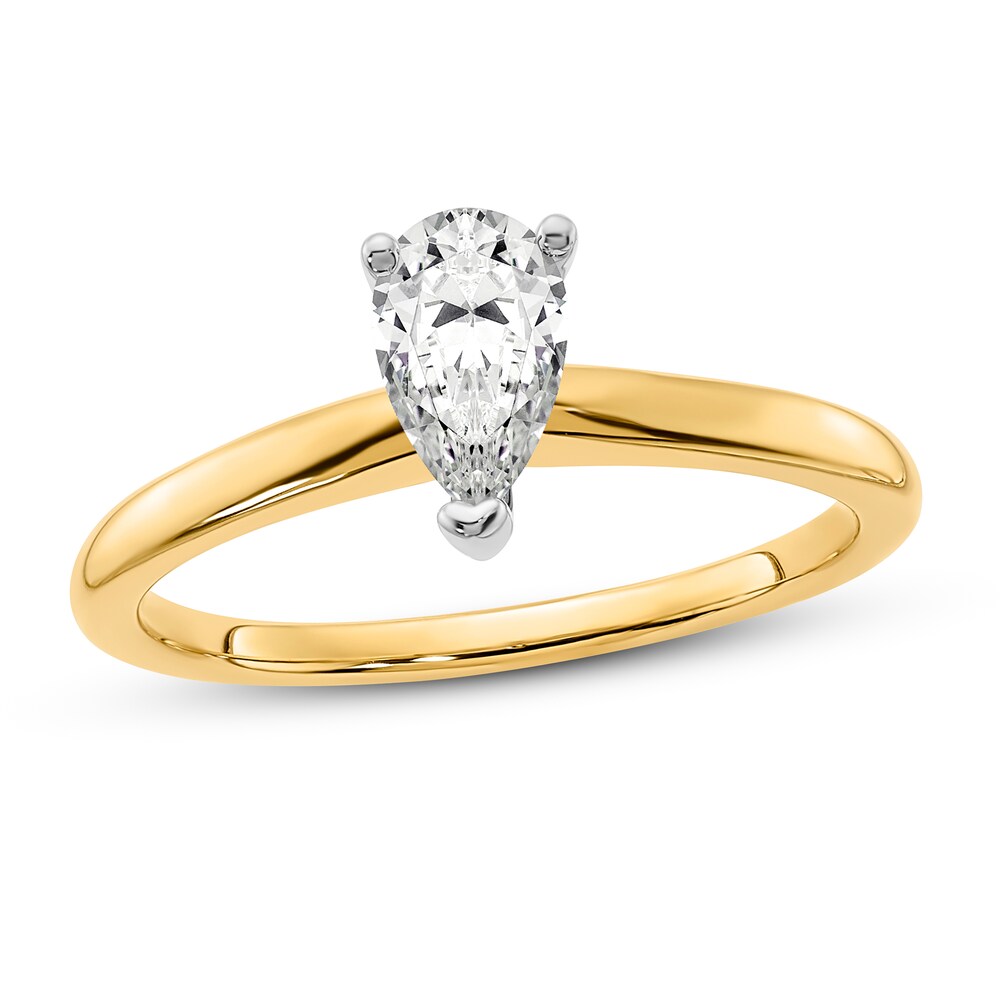 Diamond Solitaire Engagement Ring 3/4 ct tw Pear-shaped 14K Two-Tone Gold (I1/I) 08aUXLlQ