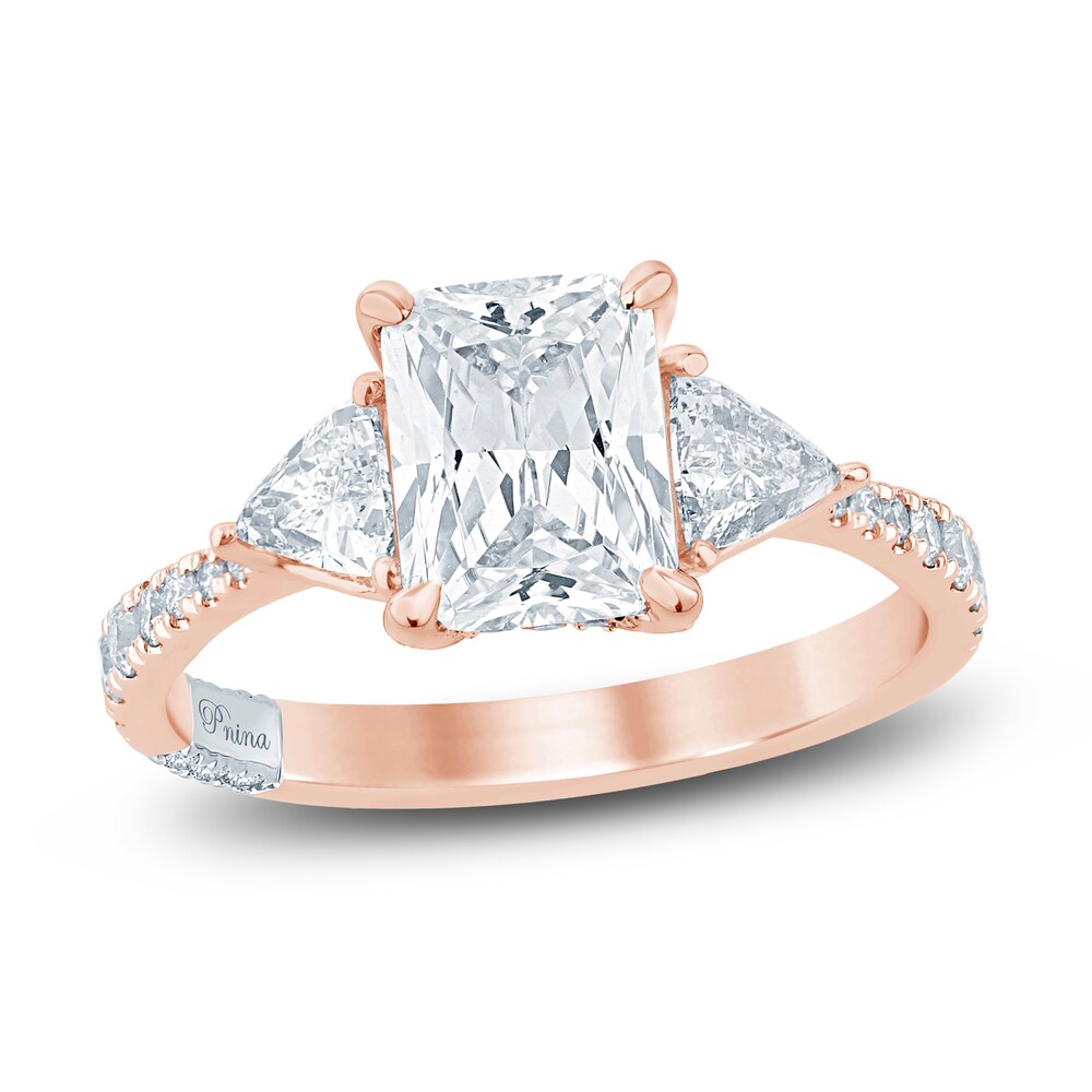 Pnina Tornai Diamond Engagement Ring 2-7/8 ct tw Radiant/Trillion/ Round 14K Rose Gold 0OkRIuvd