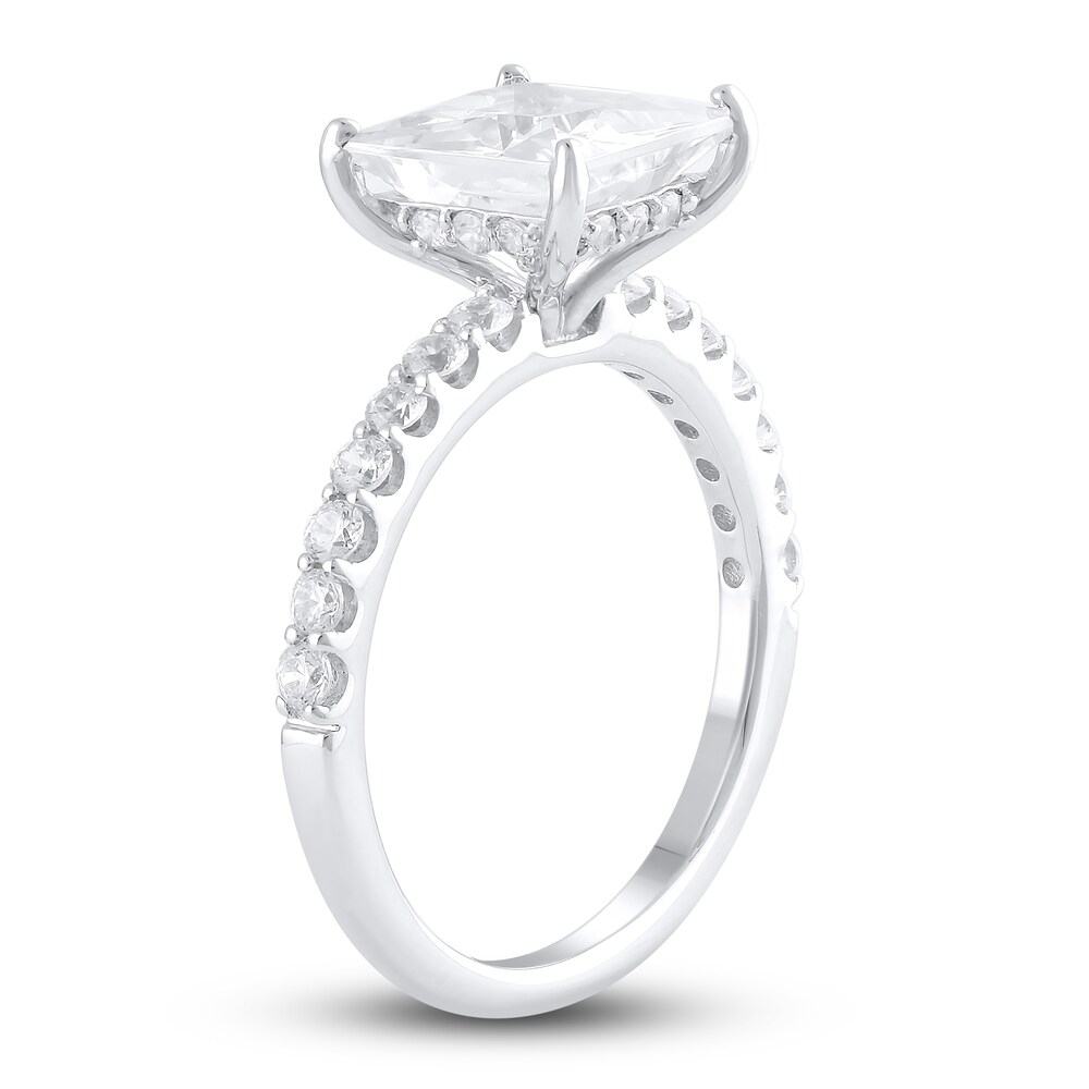 Lab-Created Diamond Engagement Ring 3-1/2 ct tw Princess/Round 14K White Gold 0PaEB6Ym