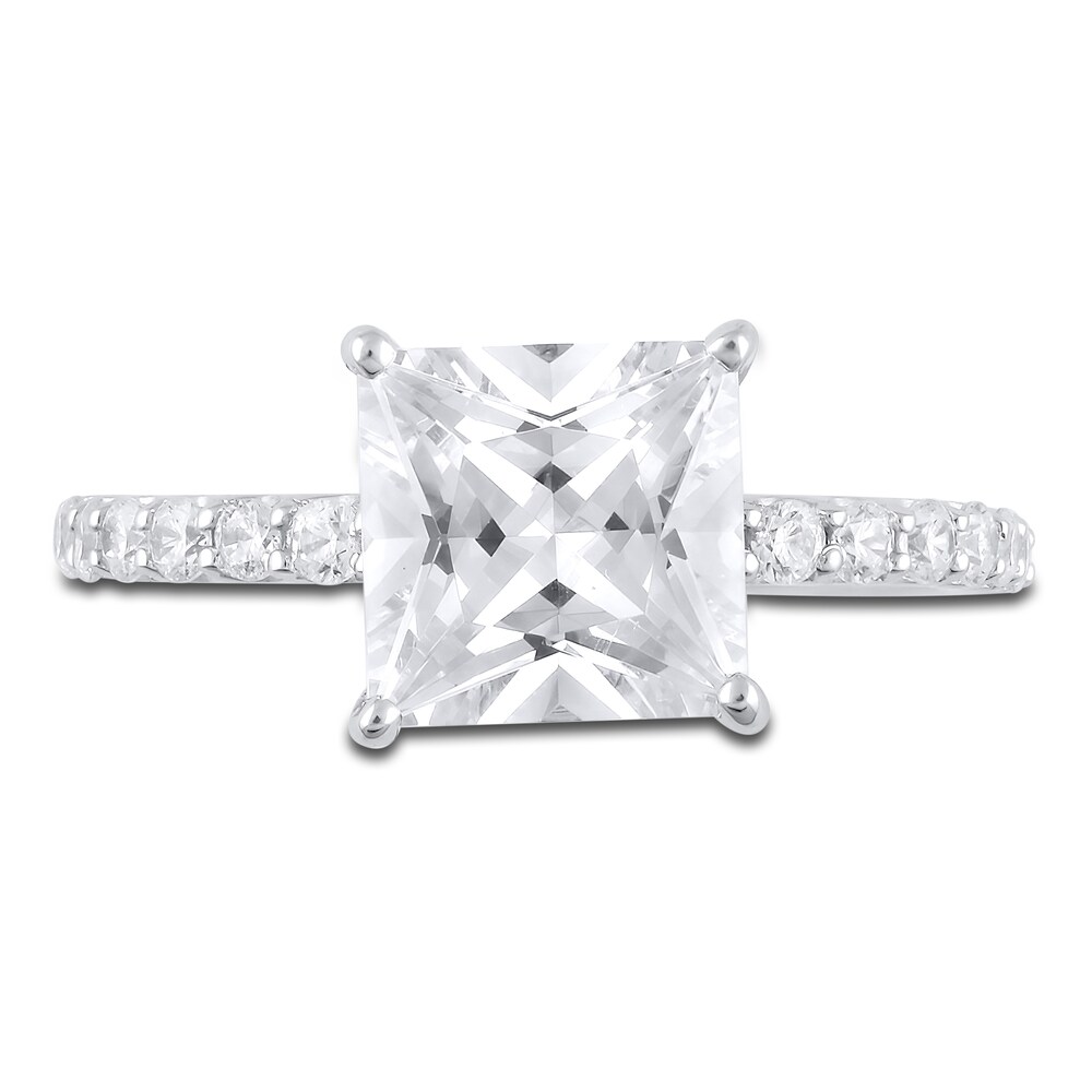 Lab-Created Diamond Engagement Ring 3-1/2 ct tw Princess/Round 14K White Gold 0PaEB6Ym