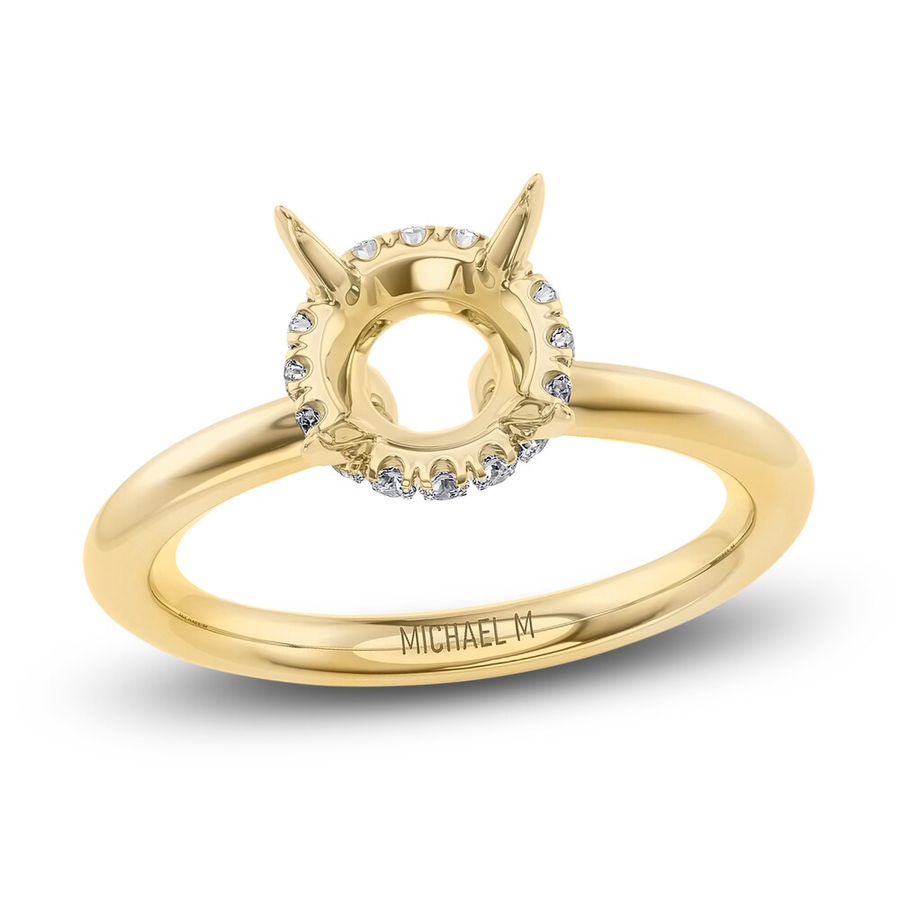 Michael M Diamond Engagement Ring Setting 1/15 ct tw Round 18K Yellow Gold (Center diamond is sold separately) 0UUAWvHI [0UUAWvHI]