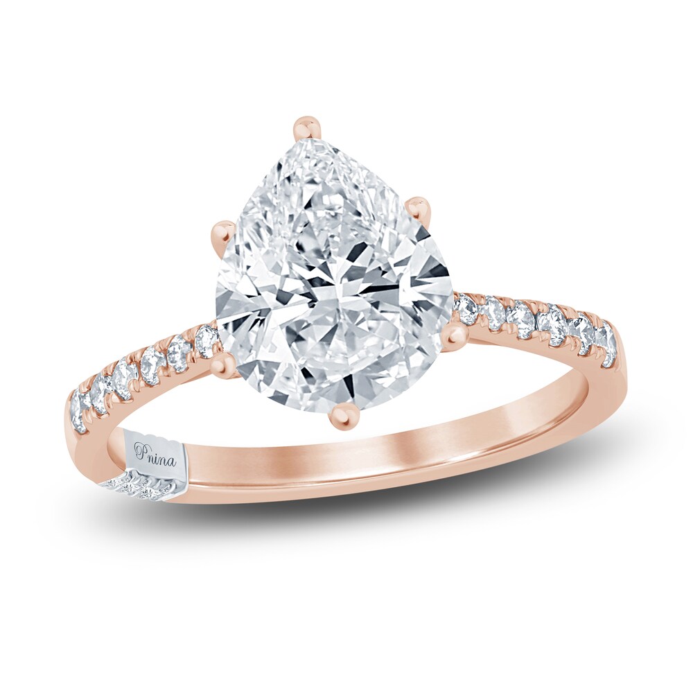 Pnina Tornai Diamond Engagement Ring 2-3/4 ct tw Pear/Round 14K Rose Gold 0XFsZkGA