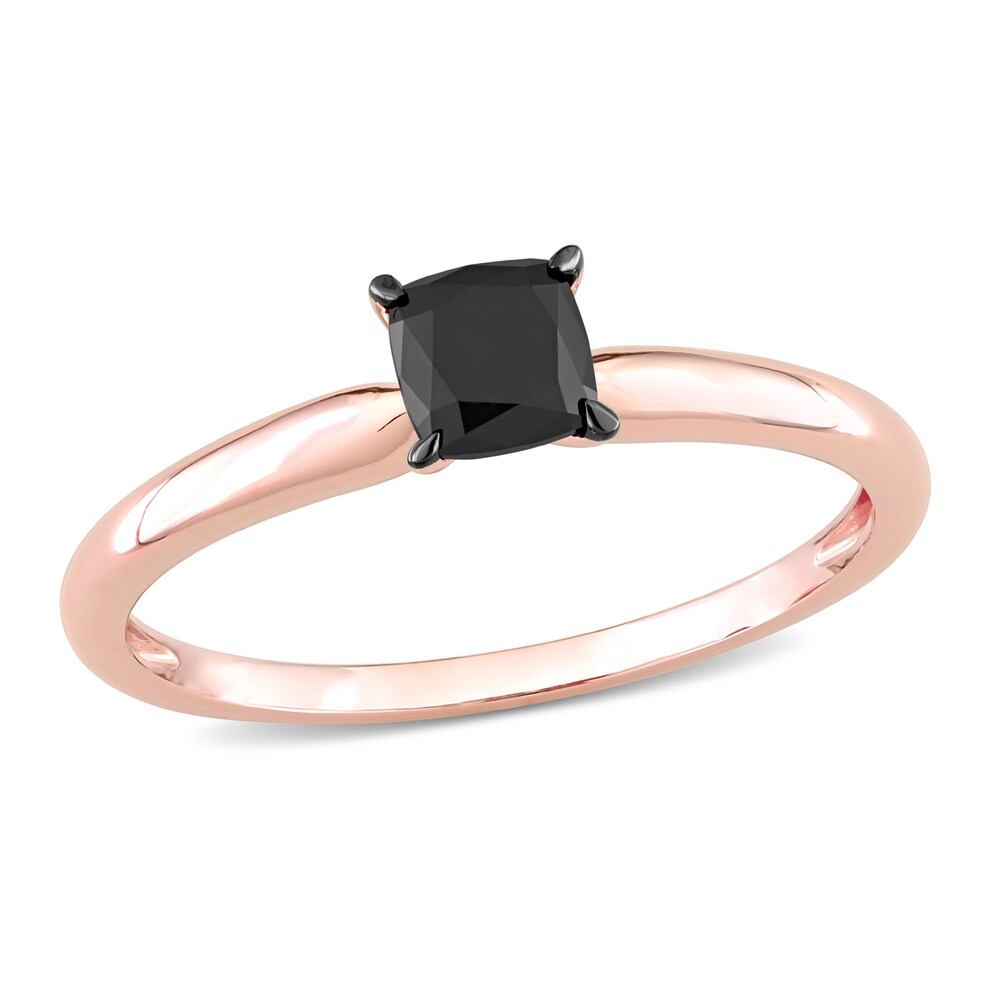 Black Diamond Solitaire Engagement Ring 1/2 ct tw Cushion-cut 14K Rose Gold 0kJ9ltIy