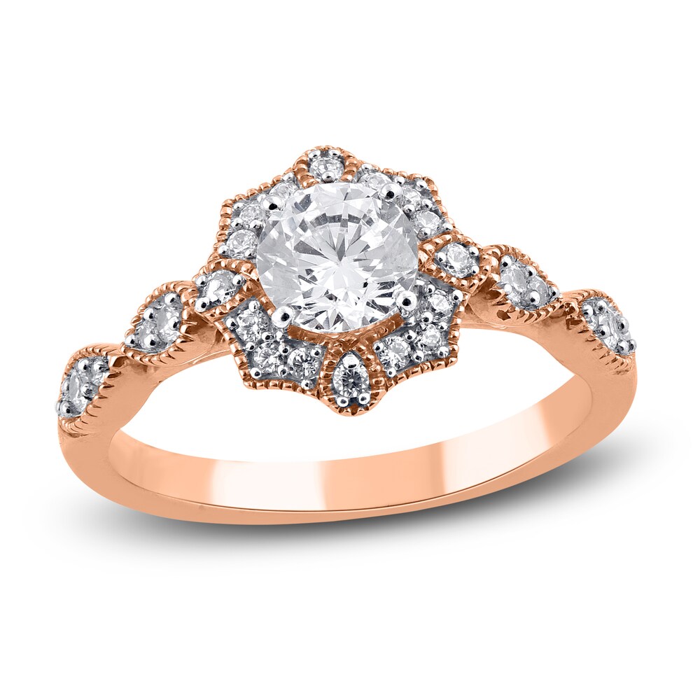 Diamond Engagement Ring 7/8 ct tw Round 14K Rose Gold 0qVluyqb