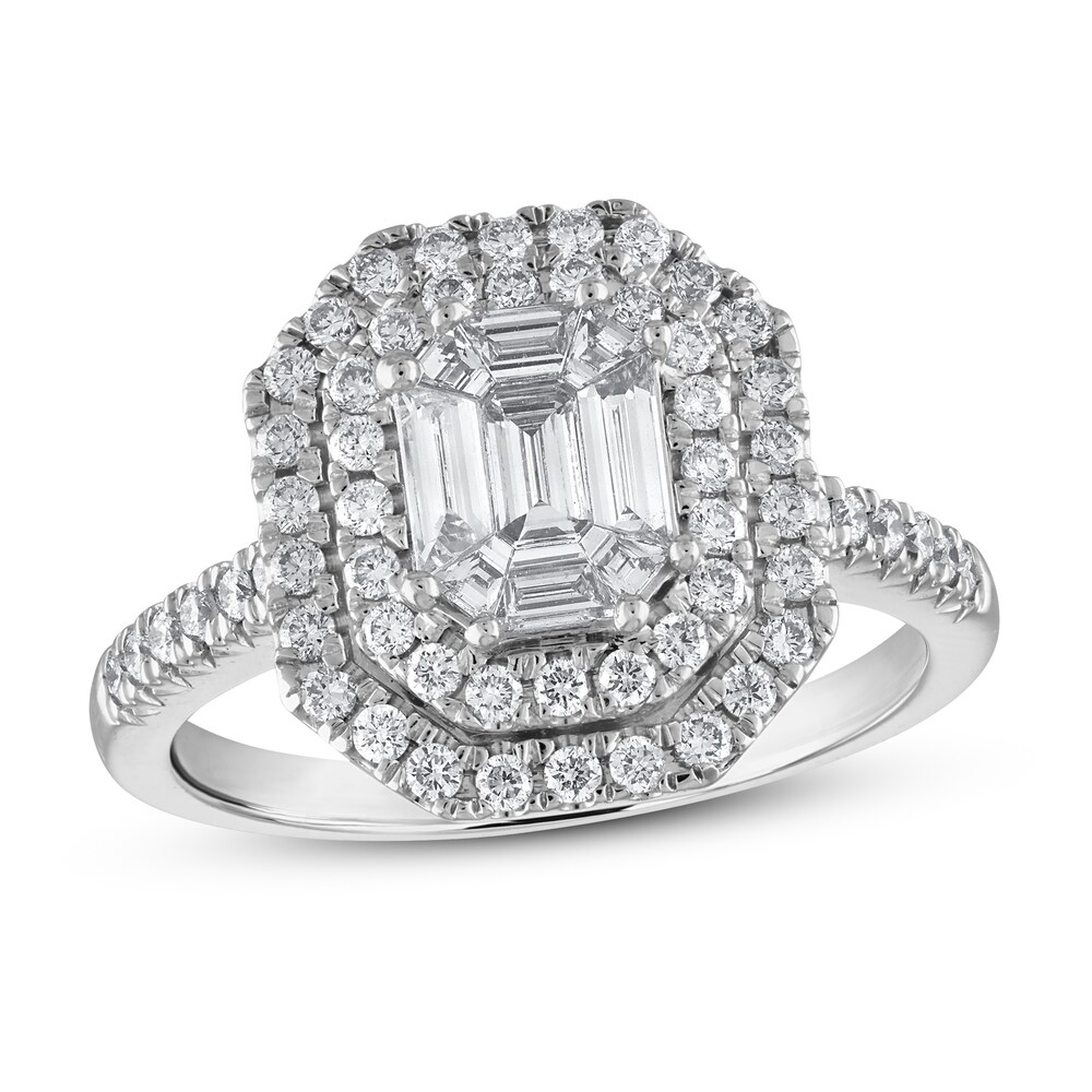 Diamond Engagement Ring 1 ct tw Emerald-cut/Round 14K White Gold 0qWzqIXM