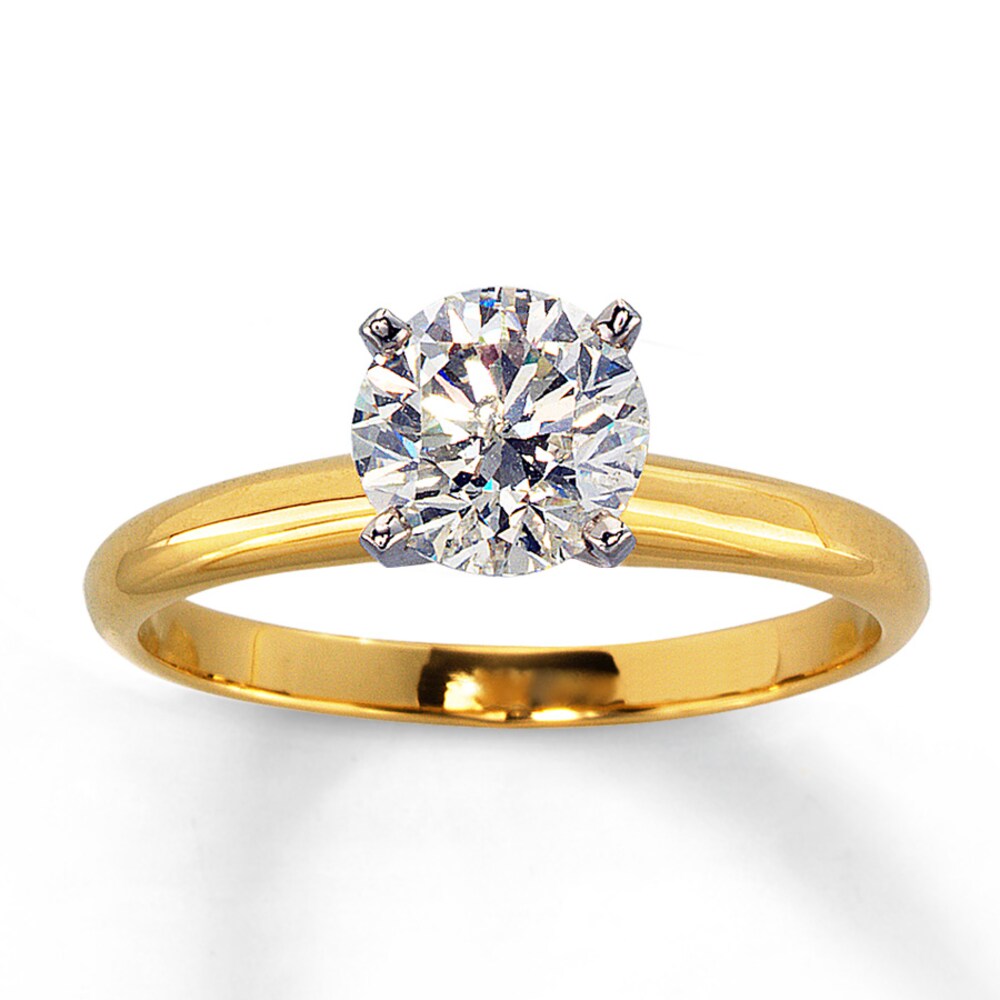 Diamond Solitaire Ring 1 carat Round 14K Yellow Gold (I2/I) 0tiLYY6d
